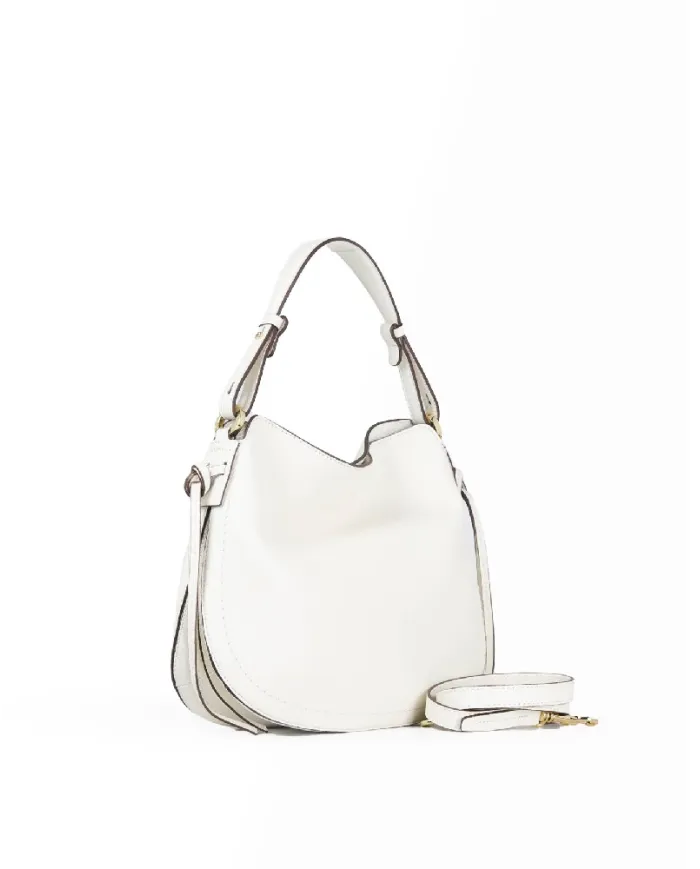 Loristella Borsa in Pelle Morbida Martellata Carola Bianco