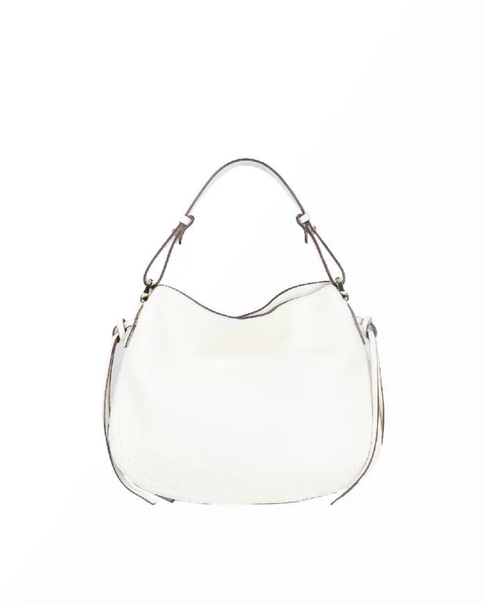 Loristella Borsa in Pelle Morbida Martellata Carola Bianco