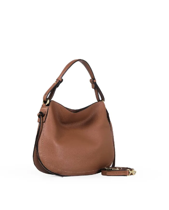 Loristella Borsa in Pelle Morbida Martellata Carola Marrone/Beige