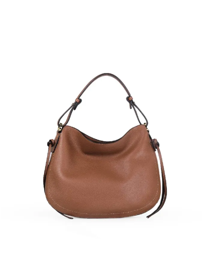 Loristella Borsa in Pelle Morbida Martellata Carola Marrone/Beige