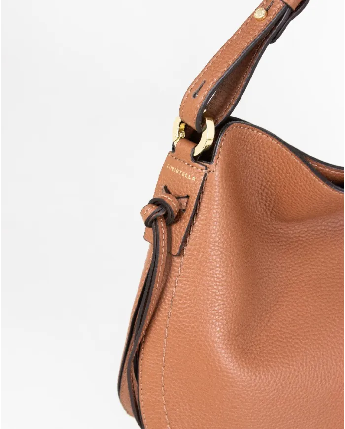 Loristella Borsa in Pelle Morbida Martellata Carola Marrone/Beige