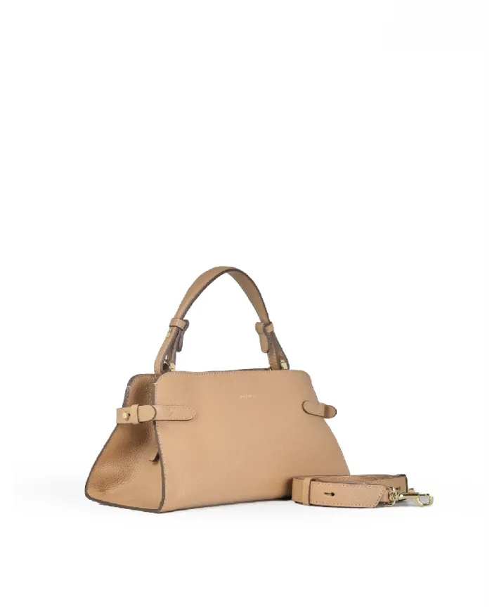 Loristella Borsa piccola a mano in pelle martellata con tracolla Matilda Beige