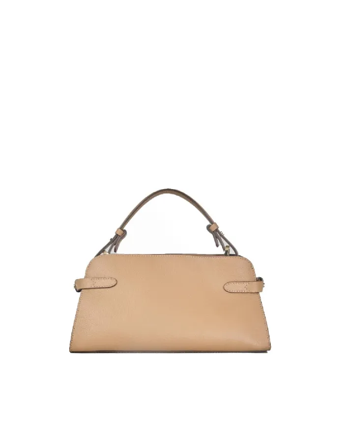 Loristella Borsa piccola a mano in pelle martellata con tracolla Matilda Beige