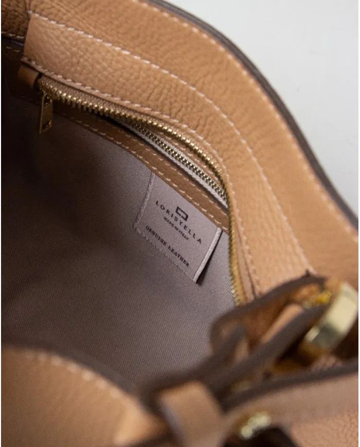 Loristella Borsa piccola a mano in pelle martellata con tracolla Matilda Beige