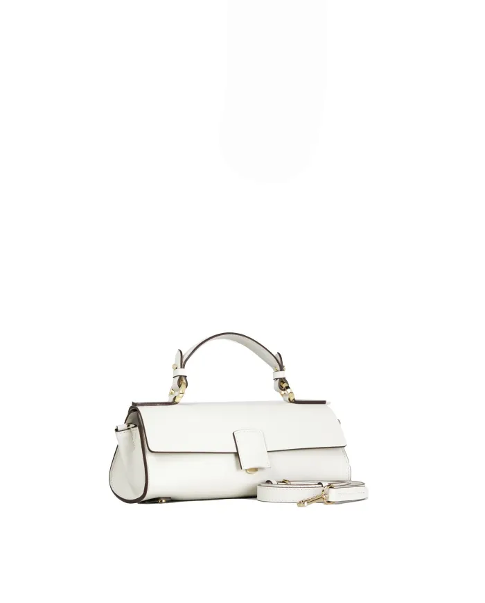 Loristella Borsa piccola in pelle liscia con pattina e tracolla The Bethlow Avorio