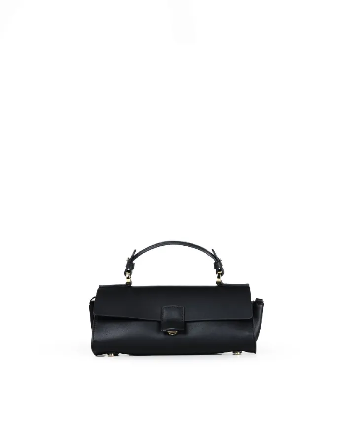 Loristella Borsa piccola in pelle liscia con pattina e tracolla The Bethlow Nero