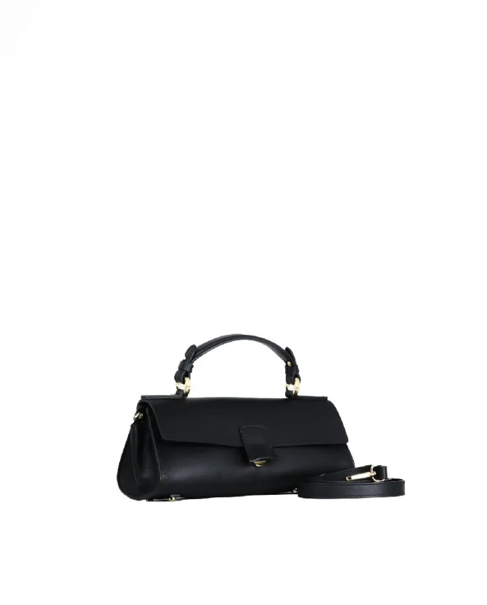 Loristella Borsa piccola in pelle liscia con pattina e tracolla The Bethlow Nero