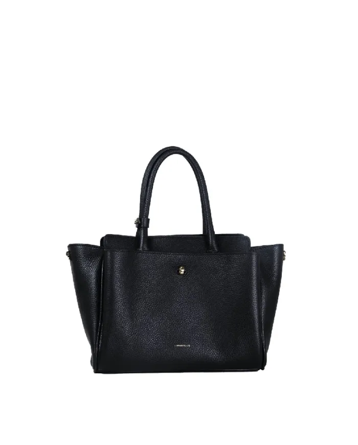 Loristella Borsa in pelle a mano con chiusura a serratura Ellie Nero