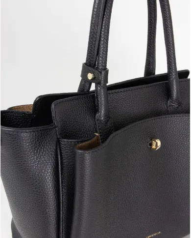 Loristella Borsa in pelle a mano con chiusura a serratura Ellie Nero