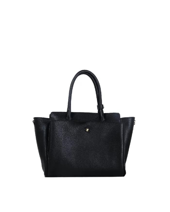 Loristella Borsa in pelle a mano con chiusura a serratura Ellie Nero