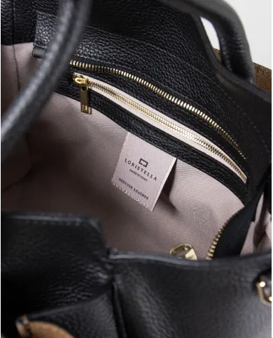 Loristella Borsa in pelle a mano con chiusura a serratura Ellie Nero