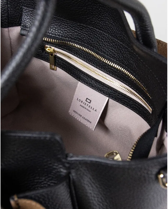 Loristella Borsa in pelle a mano con chiusura a serratura Ellie Nero