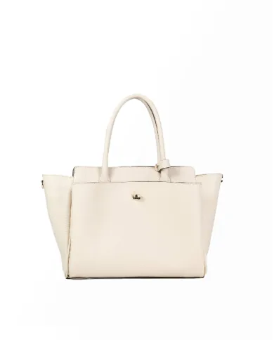 Loristella Borsa in pelle a mano con chiusura a serratura Ellie Beige