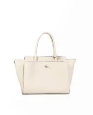 Loristella Borsa in pelle a mano con chiusura a serratura Ellie Beige