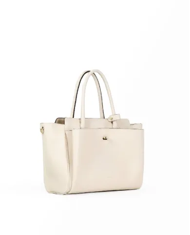 Loristella Borsa in pelle a mano con chiusura a serratura Ellie Beige