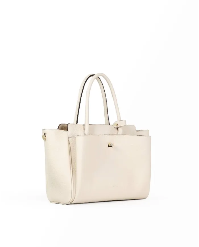 Loristella Borsa in pelle a mano con chiusura a serratura Ellie Beige