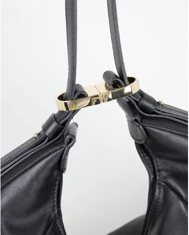 Loristella Borsa Donna Grande in Pelle Vicky Made in Italy Nero