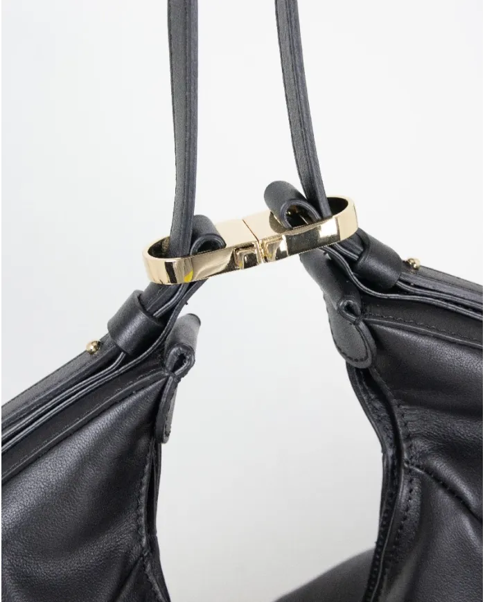 Loristella Borsa Donna Grande in Pelle Vicky Made in Italy Nero