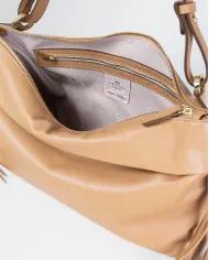 Loristella Borsa in Pelle Morbida con Frange Isotta Beige