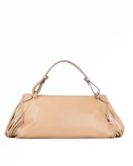 Loristella Borsa in Pelle Morbida con Frange Isotta Beige