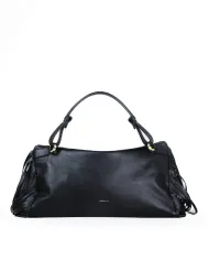 Loristella Borsa in Pelle Morbida con Frange Isotta Nero
