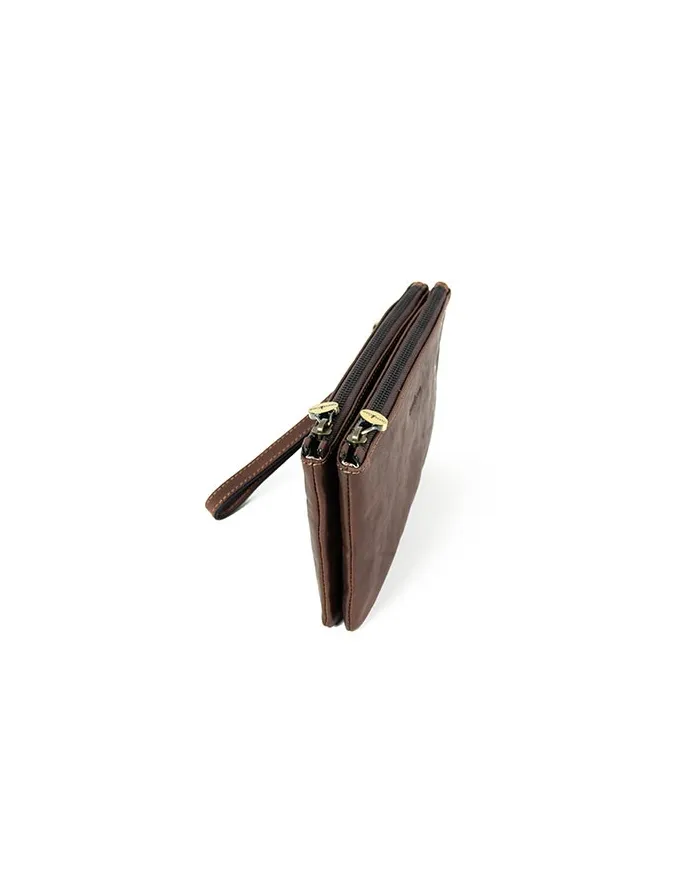 Gianni Conti Pochette in pelle cuoio Testa moro