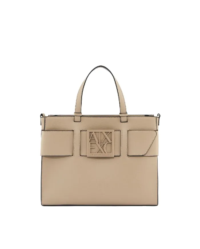 Armani Exchange Borsa a mano grande Sabbia