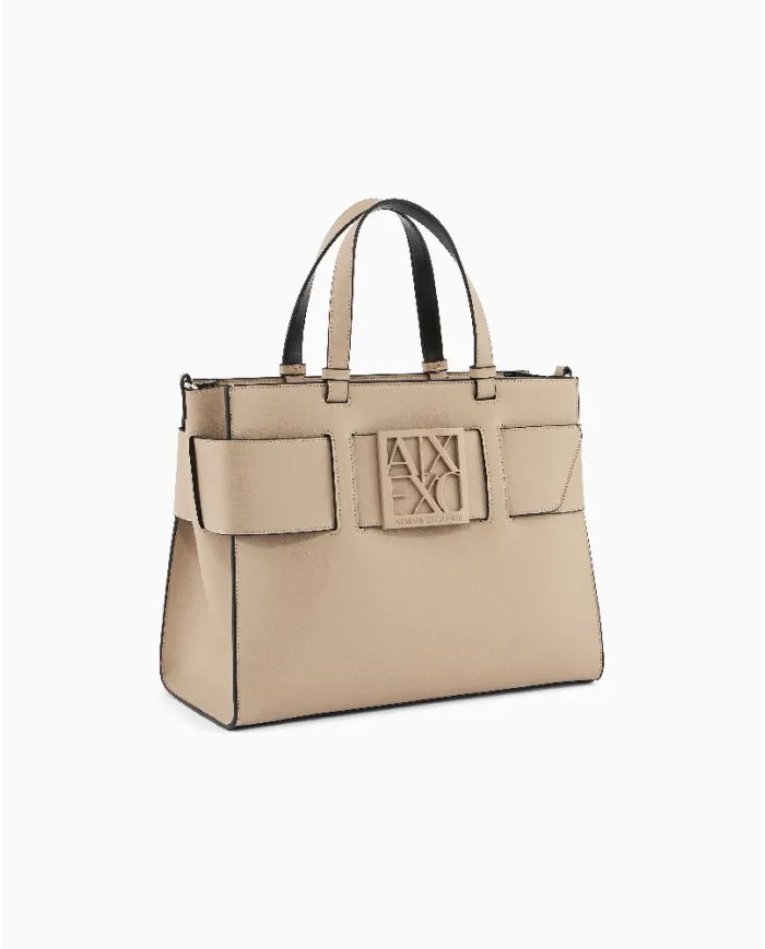 Armani Exchange Borsa a mano grande Sabbia