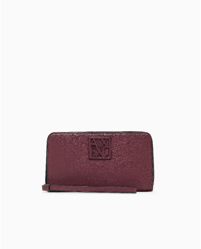 Armani Exchange Portafoglio donna con zip Bordeaux