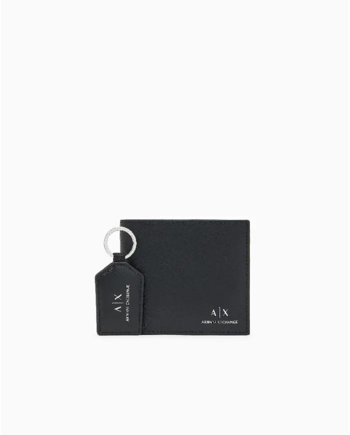 Armani Exchange Cofanetto regalo portafoglio e portachiavi Nero