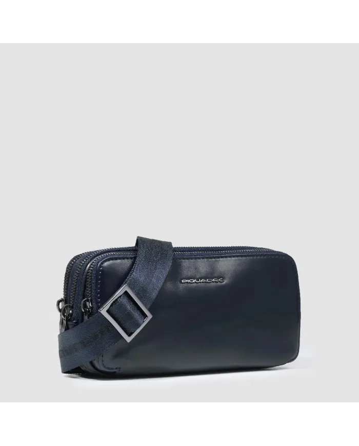 Piquadro Pochette in pelle , con tracolla sganciabile, Piquadro "Blue Square".