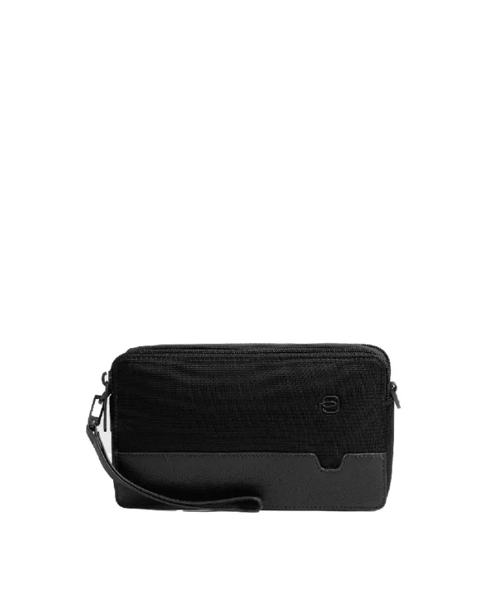 Piquadro Pochette tessuto pelle Marcel Nero
