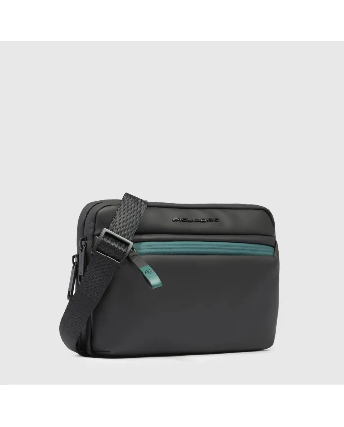 Piquadro Pochette tessuto impermeabile con tracolla Nero