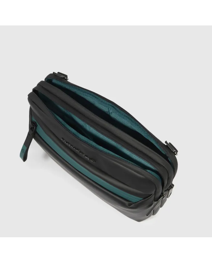 Piquadro Pochette tessuto impermeabile con tracolla Nero