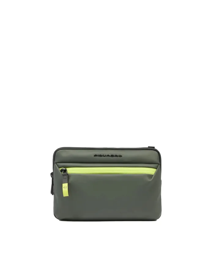 Piquadro Pochette tessuto impermeabile con tracolla Verde