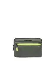 Piquadro Pochette tessuto impermeabile con tracolla Verde