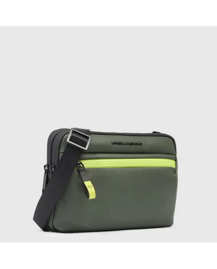 Piquadro Pochette tessuto impermeabile con tracolla Verde