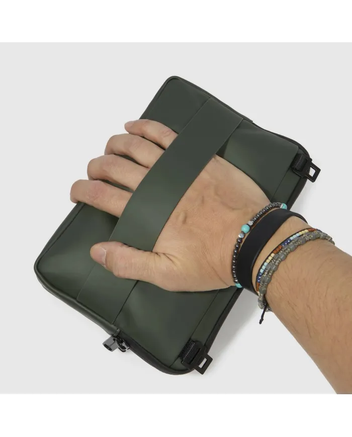 Piquadro Pochette tessuto impermeabile con tracolla Verde