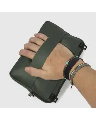 Piquadro Pochette tessuto impermeabile con tracolla Verde