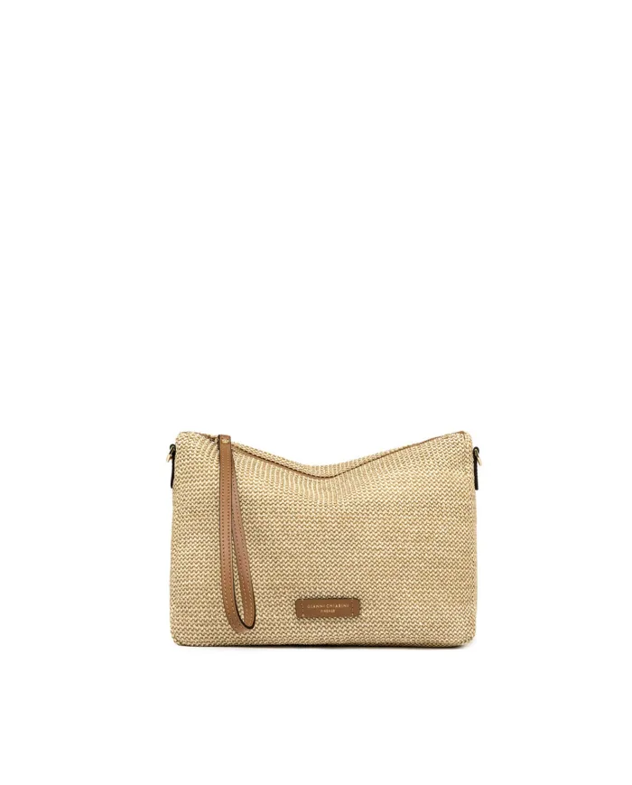 Gianni Chiarini Borsa in raffia Nora pouch Beige/Cuoio