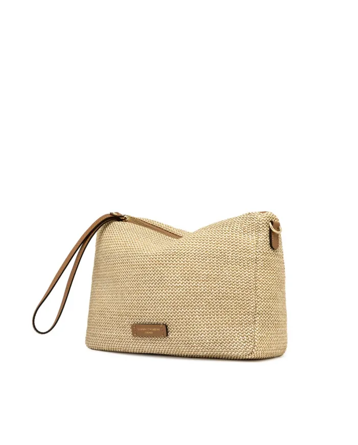 Gianni Chiarini Borsa in raffia Nora pouch Beige/Cuoio
