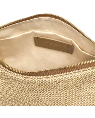 Gianni Chiarini Borsa in raffia Nora pouch Beige/Cuoio