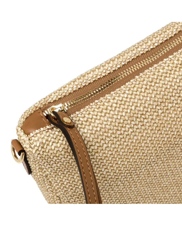 Gianni Chiarini Borsa in raffia Nora pouch Beige/Cuoio
