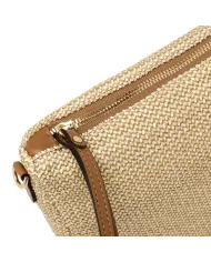Gianni Chiarini Borsa in raffia Nora pouch Beige/Cuoio
