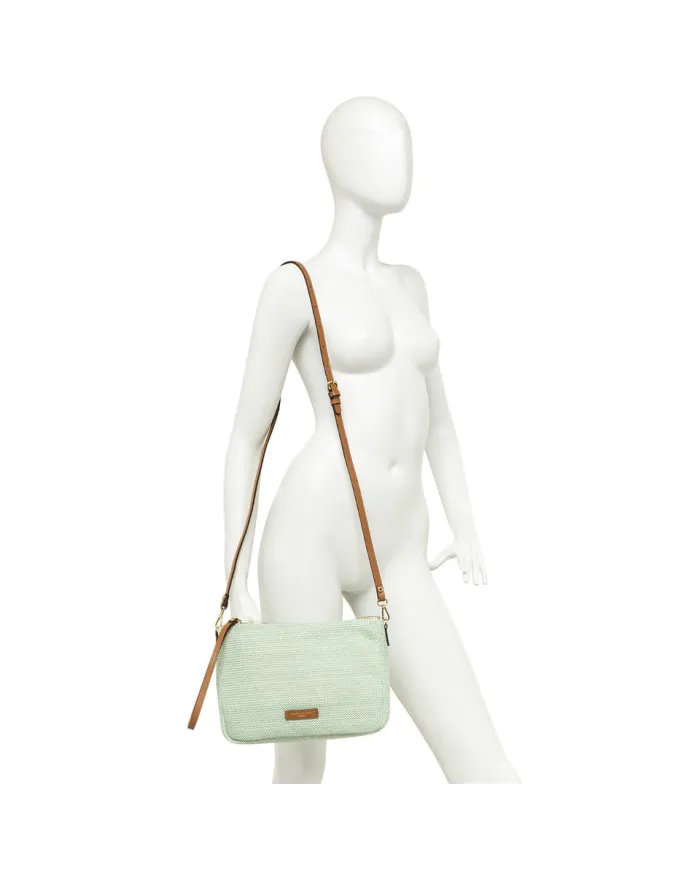 Gianni Chiarini Borsa in raffia Nora pouch Beige/Cuoio