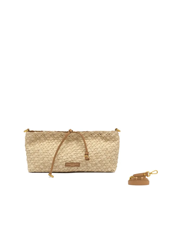 Gianni Chiarini Pochette Mercy in Paglia Intrecciata e pelle Beige