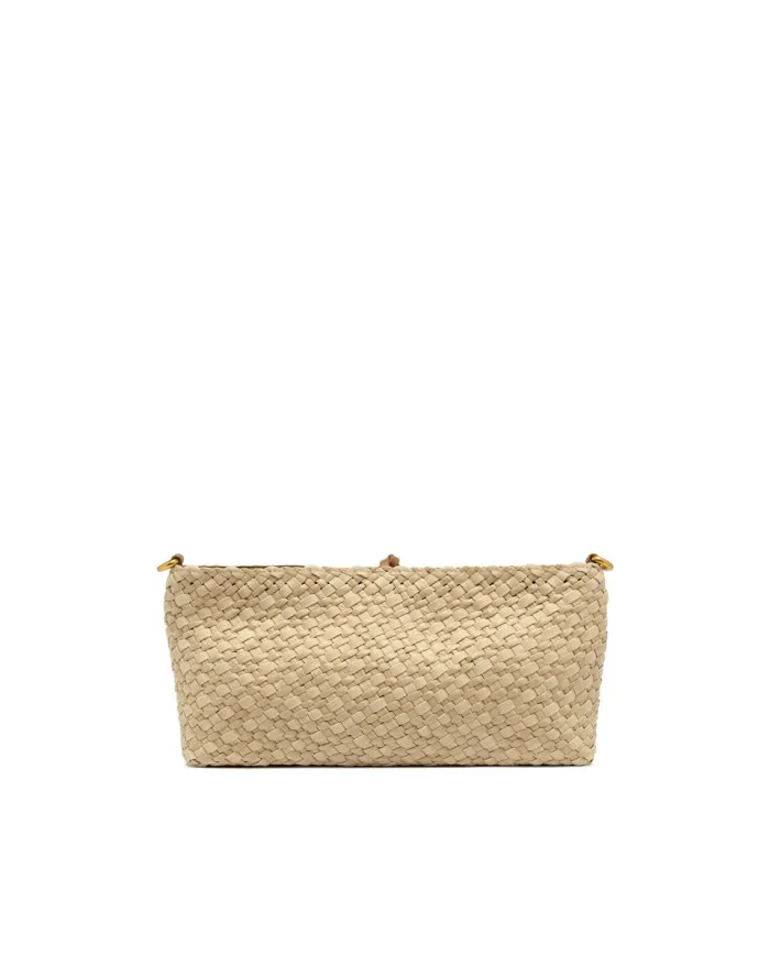 Gianni Chiarini Pochette Mercy in Paglia Intrecciata e pelle Beige