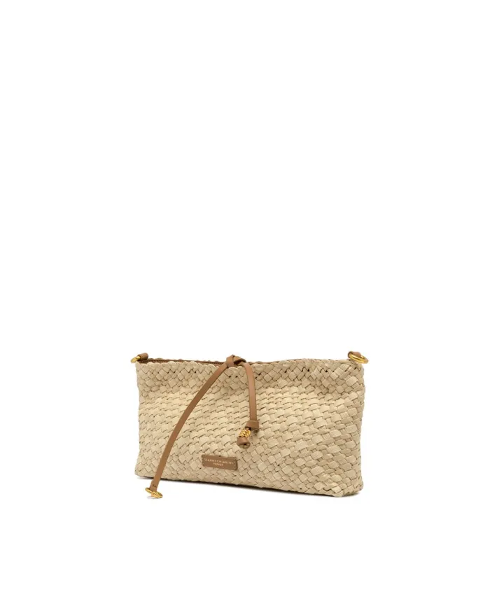 Gianni Chiarini Pochette Mercy in Paglia Intrecciata e pelle Beige
