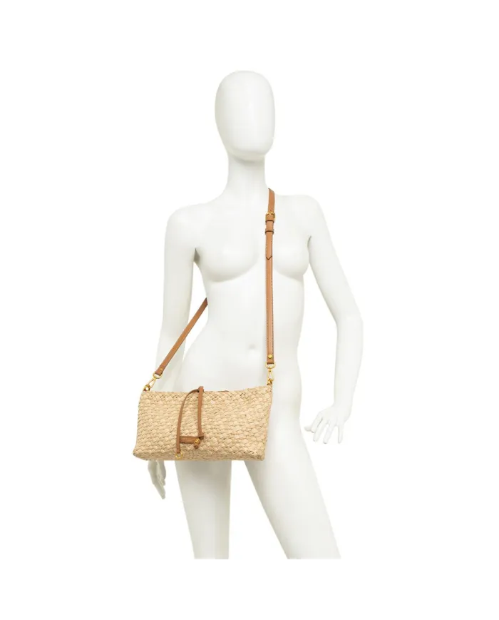 Gianni Chiarini Pochette Mercy in Paglia Intrecciata e pelle Beige