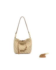 Gianni Chiarini Borsa a Spalla Mercy in Canvas e Paglia Beige